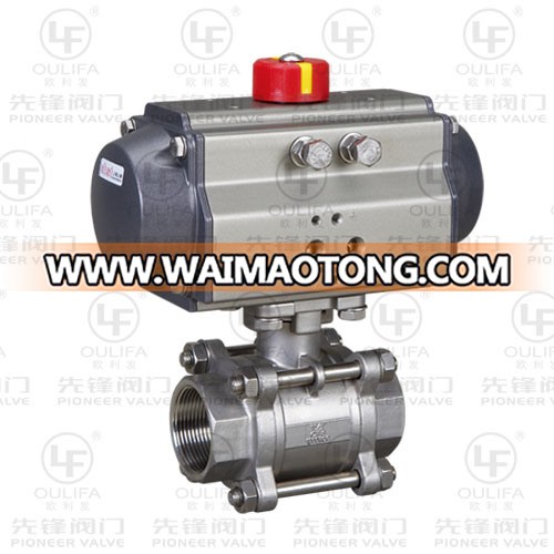 Pneumatic Threaded Ball Valve 3-Piece Body