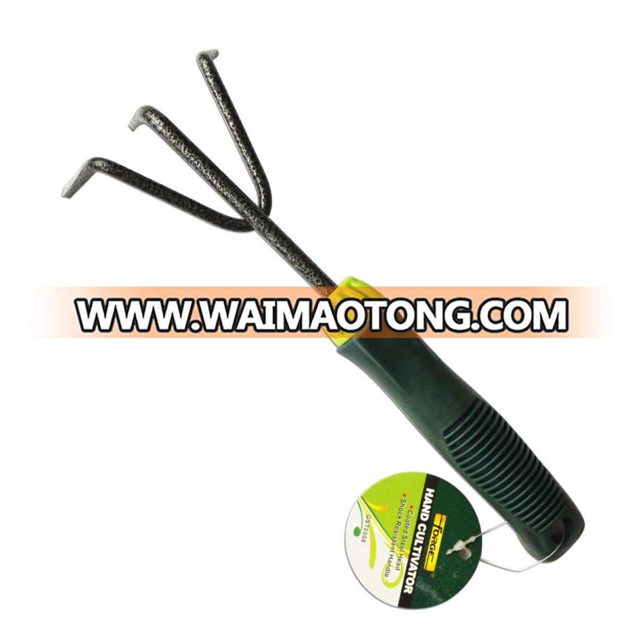 Garden Tools Q235 Carbon Steel Hand Rake Hand Cultivator with Plastic Handle